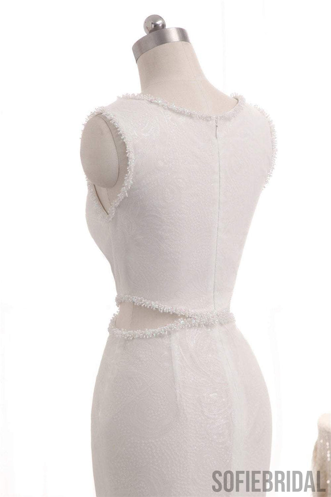 Sleeveless Chic Design Sheath Wedding Dresses, Elegant Long Wedding Dresses, WD0243