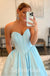 Simple Shiny Satin Sweetheart V-Neck A-Line Long Prom Dresses,SFPD0613