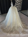 Sexy Charming Tulle Spaghetti Straps V-Neck Open Back A-Line Long Wedding Dresses,SFWD0067