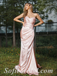 Sexy Satin Sweetheart Sleeveless Side Slit Mermaid Long Prom Dresses With Applique,SFPD0441