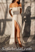Shiny Ivory Off Shoulder Side Slit Mermaid Long Prom Dresses/Evening Dresses,SFPD0359