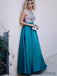 Halter Beaded Long A-line Satin Prom Dresses, PD0874