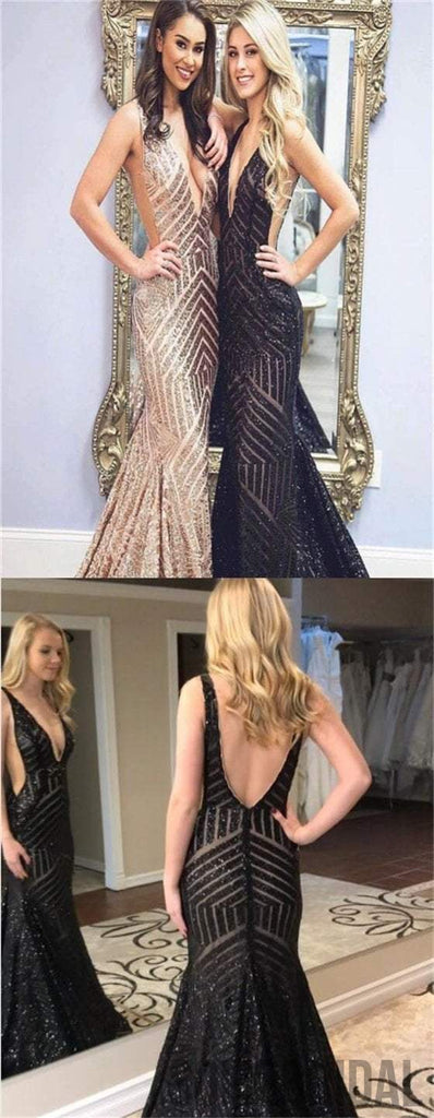 Deep V-neck Sequin Prom Dresses, Mermaid Prom Dresses, Long Prom Dresses, Prom Dresses, PD0626