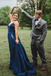 A-line Spaghettie Straps V-neck Backless Prom Dresses With Pockets, PD0112