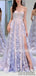 A-line Strapless Newest Lace Appliques Prom Dresses With Split, PD1016