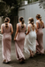Sheath V-neck Sleeveless Floor-length Long Simple Bridesmaid Dresses, BD1076