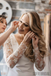 Mermaid V-neck Long-sleeves Aplliques Open-back Wedding Dresses With Train, WD0482