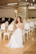 A-line V-neck Sequins Top Backless Long Chiffon Wedding Dresses, WD0484
