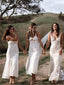 Mermaid V-neck Sleeveless Ankle-Length Bridesmaid Dresses With Bow, BD1090