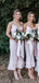 Sheath Spaghetti Straps V-neck Short Bridesmaid Dresses With Belt, BD1099