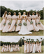 Sheath V-neck Short Sleeves Long  Bridesmaid Dresses With Slit, BD1113