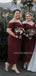 Sheath Off-shoulder Straps Ankle-length Burgundy Bridesmaid Dresses, BD1118