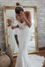 Sheath Spaghetti Straps Lace-up Back Wedding Dresses With Train, WD0492