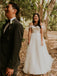 A-line Off-shoulder Lace Top Long Tulle Wedding Dresses, WD0495