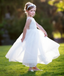 A-line Round Neck Cap Sleeves Lace Backless Flower Girl Dresses, FG0114
