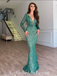 Sexy Special Fabric Long Sleeves Deep V-Neck Sheath Long Prom Dresses,SFPD0468