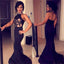 High Neck Black Lace Halter Long Mermaid Popular Prom Dresses, PD0273