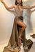 Sexy Sequin Top Satin Bottom High Neck Sleeveless Side Slit Mermaid Long Prom Dresses With Trailing,SFPD0619