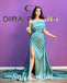 Sexy Satin Sleeveless Side Slit Mermaid Long Prom Dresses, PD0862