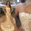 High Neck Pearl Beaded Ivory Lace Mermaid Prom Dresses, Elegant Prom Dresses ,PD0335