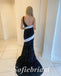 Sexy Black And White Sequin One Shoulder Sleeveless Mermaid Long Prom Dresses,SFPD0698