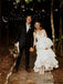 A-line V-neck Spaghetti Straps Strapless Long Satin Wedding Dresses With Train, WD0481
