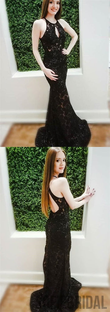 Black Lace Prom Dresses, Beaded Prom Dresses, Mermaid Prom Dresses, Prom Dresses, PD0676