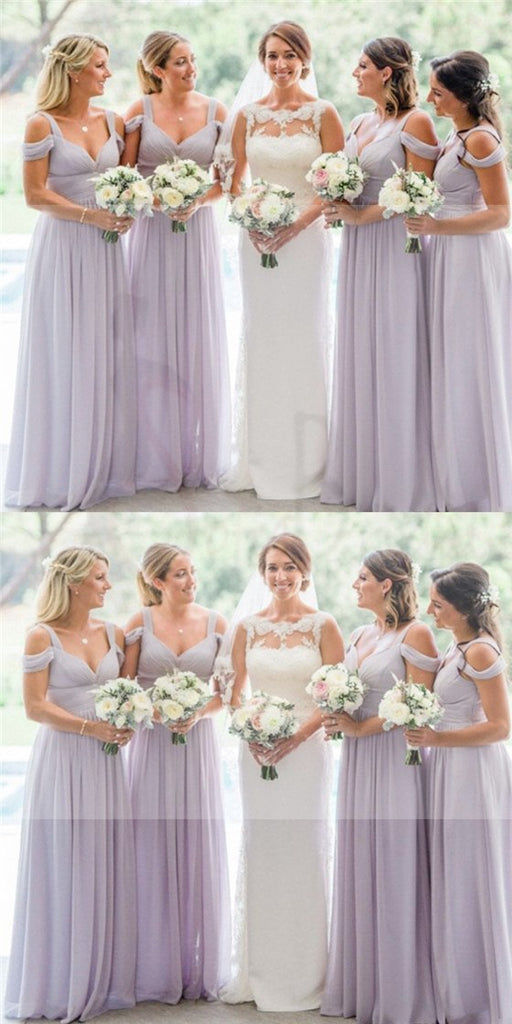 Lilac Chiffon Bridesmaid Dresses, A-line Bridesmaid Dresses, Cheap Bridesmaid Dresses, WG06