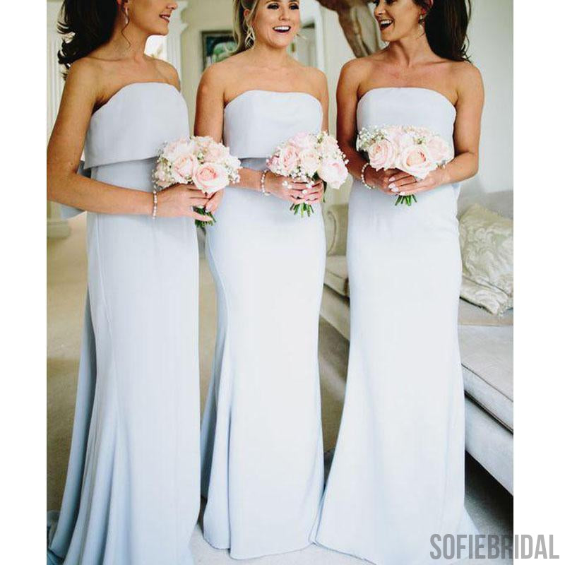 Strapless Mermaid Bridesmaid Dresses, Light Blue Bridesmaid Dresses, Cheap Bridesmaid Dresses, PD0705