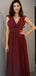 V-neck Long A-line Ruffles Bridesmaid Dresses, PD0967