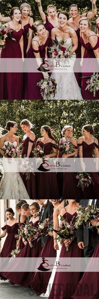 Off Shoulder Bridesmaid Dresses, A-line Bridesmaid Dresses, Long Bridesmaid Dresses, PD0504