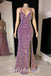 Sexy Shiny Sequin Spaghetti Straps V-Neck Sleeveless Criss Cross Lace Up Side Slit Mermaid Long prom Dresses,SFPD0713