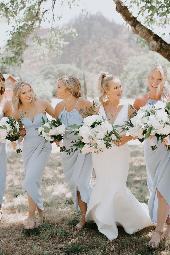 Newest Halter Sweetheart Short Bridesmaid Dresses With Split, BD1023