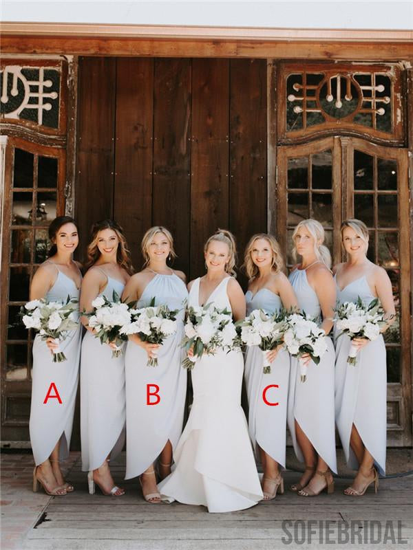 Newest Halter Sweetheart Short Bridesmaid Dresses With Split, BD1023