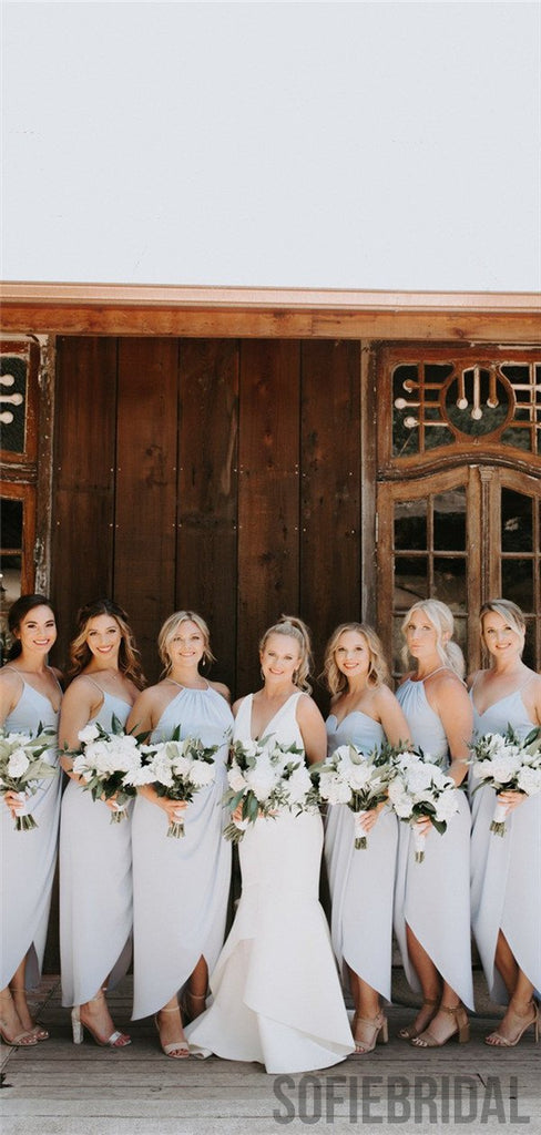 Newest Halter Sweetheart Short Bridesmaid Dresses With Split, BD1023
