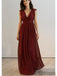 V-neck Long A-line Ruffles Bridesmaid Dresses, PD0967