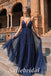 Beautiful Tulle Spaghetti Straps V-Neck Sleeveless A-Line Long prom Dresses,SFPD0719