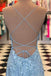Blue Lace Applique Mermaid Sexy Cheap Long Prom Dresses, PD0059