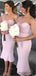 Mermaid One-shoulder Short Pink Bridesmaid Dresses, BD1065