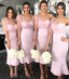 Mermaid One-shoulder Short Pink Bridesmaid Dresses, BD1065