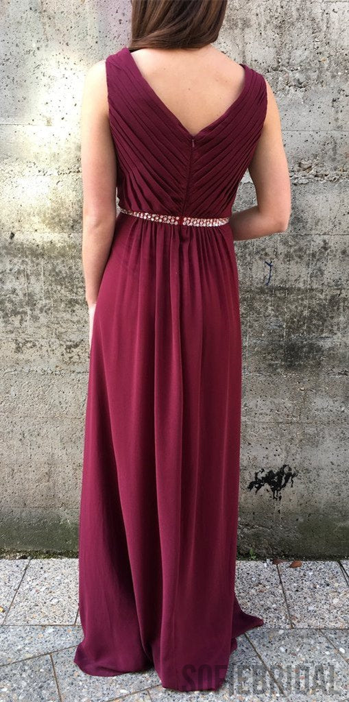 V-neck Bridesmaid Dresses, Beaded Bridesmaid Dresses, Long Bridesmaid Dresses, PD0703