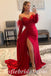 Sexy Satin Off Shoulder Long Sleeveless Side Slit Mermaid Long Prom Dresses With Trailing,SFPD0582