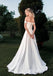 Off Shoulder Long A-line Satin Simple Wedding Dresses, WD0302