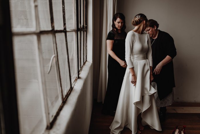 Long Sleeves Hi-low Ivory V-back Simple Wedding Dresses, WD0291