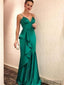 Spaghetti Ruffles Long Mermaid Soft Satin Prom Dresses, PD0872