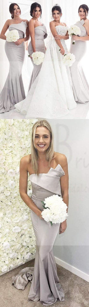 Silver Mermaid Bridesmaid Dresses, Elegant Bridesmaid Dresses, Long Bridesmaid Dresses, WG12