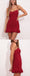 Red Chiffon Sweetheart Spaghetti Straps A Line Short Mini Homecoming Dresses,HD0215