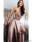 Halter Beaded Long A-line Side Slit Prom Dresses, Simple Prom Dresses, PD0765
