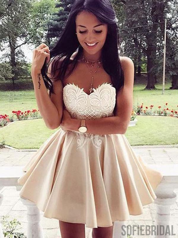 Simple Sweetheart Lace Cute Simple Cheap Homecoming Dresses 2018, CM451