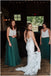 A-line Straps V-neck Sleeveless Long Tulle Bridesmaid Dresses, BD1082